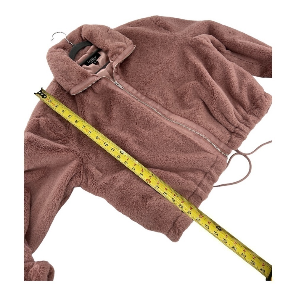 Coffee Shop Dusty Pink Jacket Faux Fur zip front bomber size XL - Picture 7 of 12